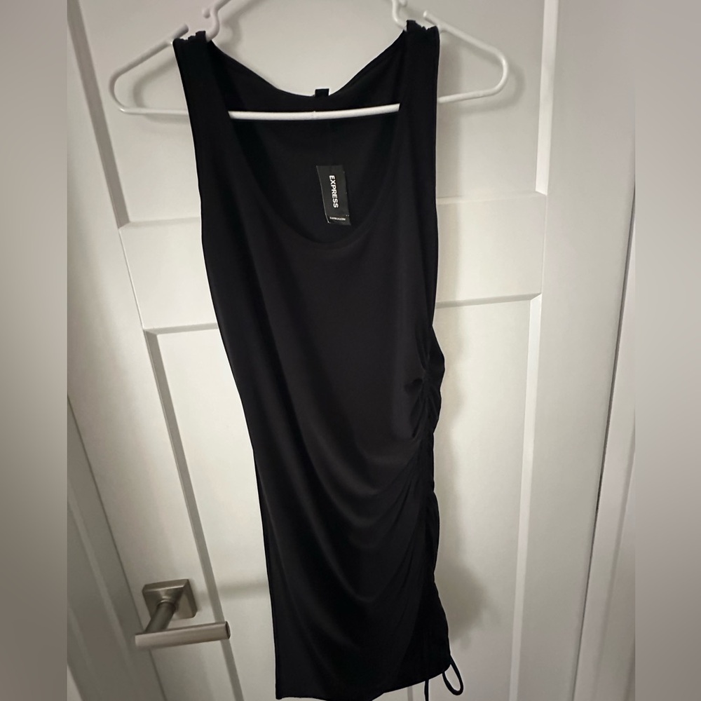 Sleeveless side ruched/tie dress